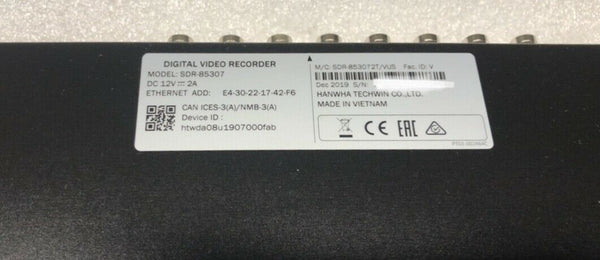 Wisenet SDH-C85127BF 1944p High Definition 12 Cameras 16Ch DVR Video Security