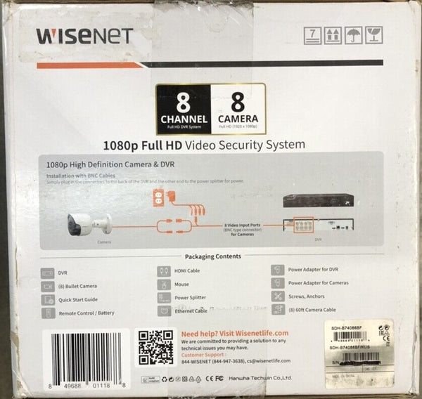 Wisenet SDH-B74086BF  8CH 8Camera Video Security System