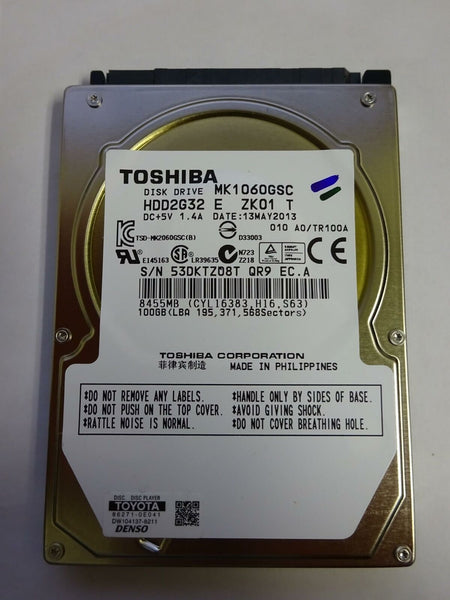 Toshiba 100GB MK1060GSC, HDD2G32 E ZK01 T, SATA 2.5 Hard Drive BRAND NEW