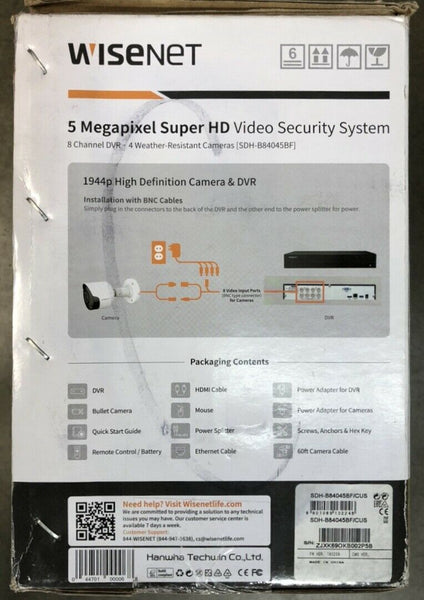 Wisenet SDH-B84045BF 5 Megapixel Super HD Video Security System